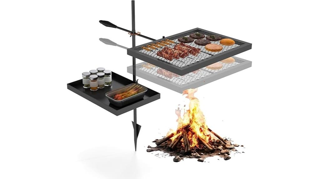 adjustable height campfire grill