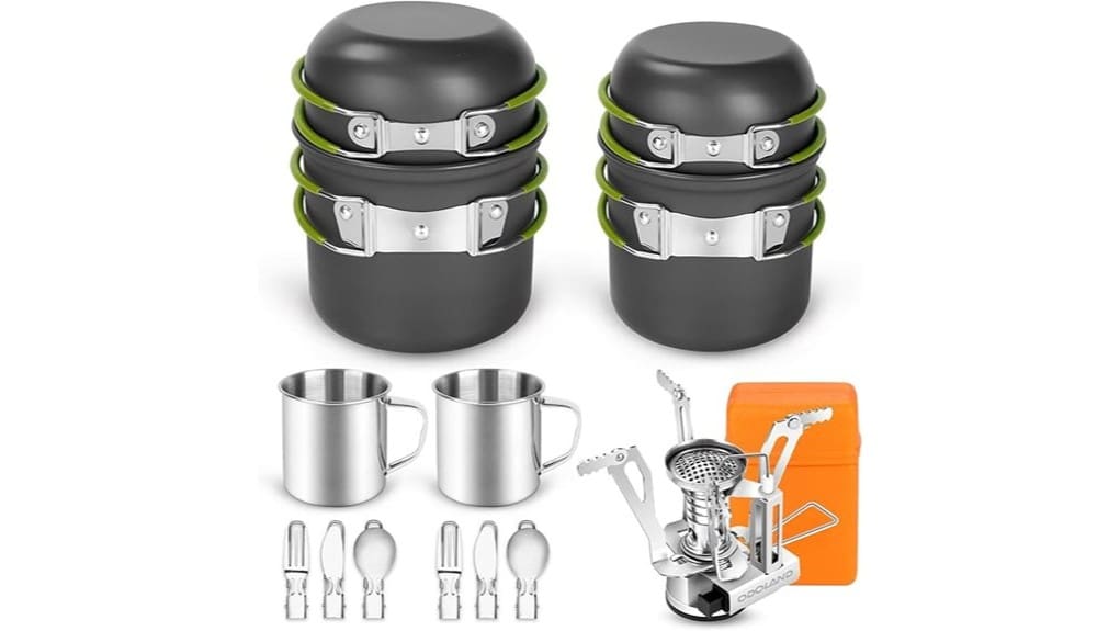 compact 16 piece camping cookware kit