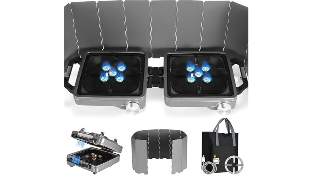 compact camping stove with windshield
