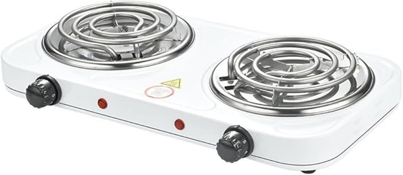 compact double coiled electric hotplate