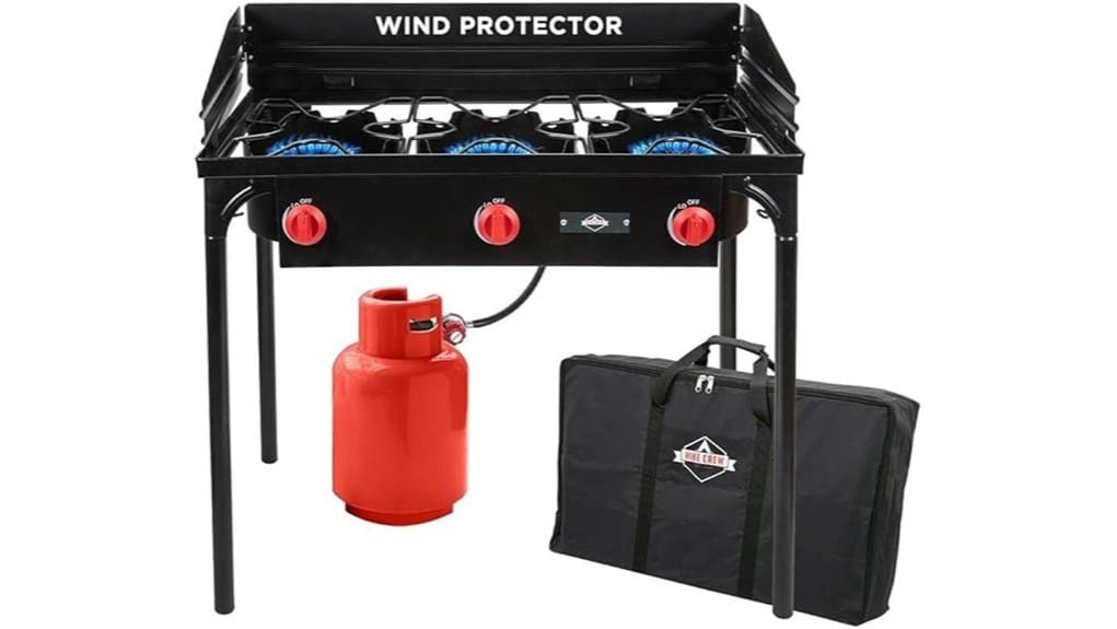 portable three burner cast iron