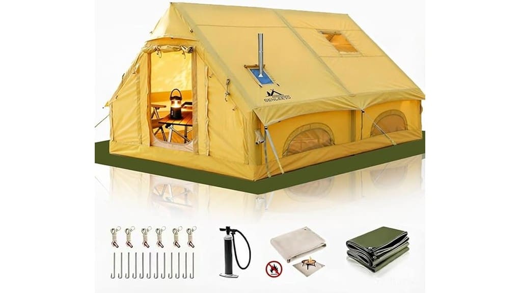 spacious inflatable family camping tent